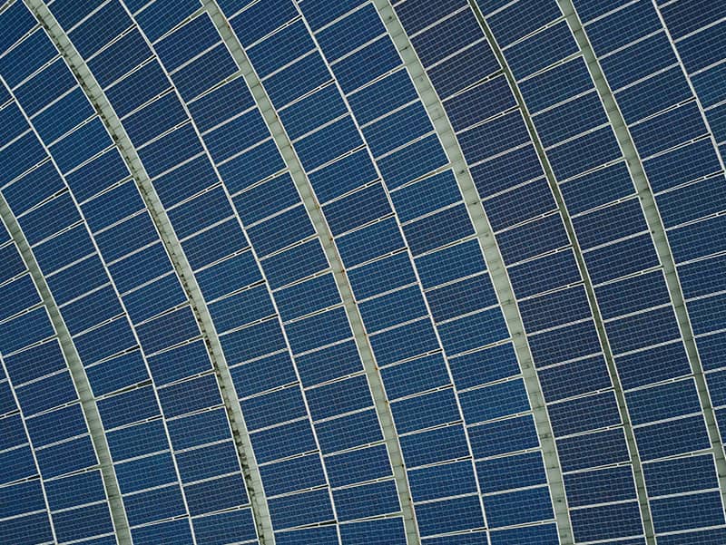overhead view of solar panels